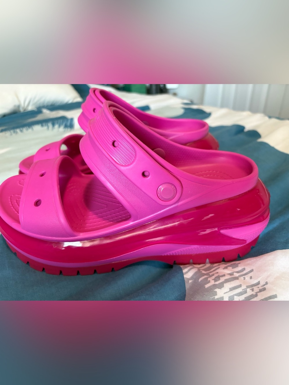 Crocs Brooklyn Strappy Low Wedge (Electric Pink)